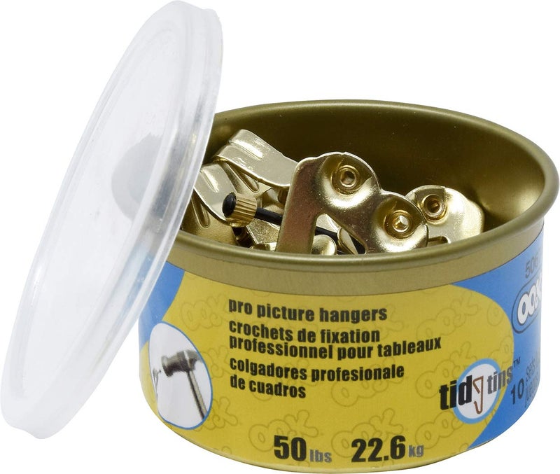 OOK 50674 Professional Picture Hangers, Reusable Art Hooks, Padded, Brass, 50lbs (10 Set) Gold - Image 3